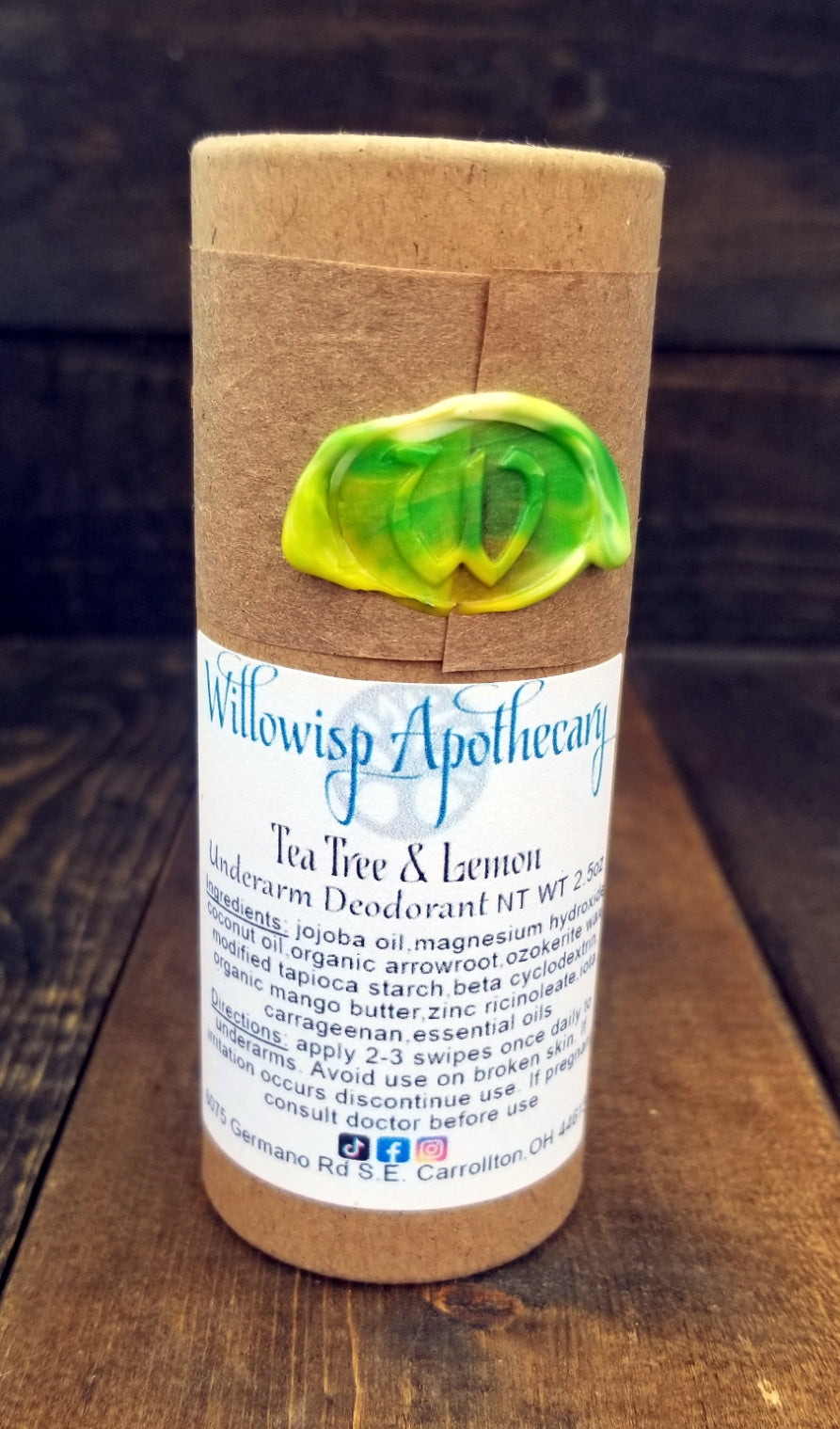 Deodorant with Tea Tree and Lemon- FULL SIZE - Willowisp Apothecary 