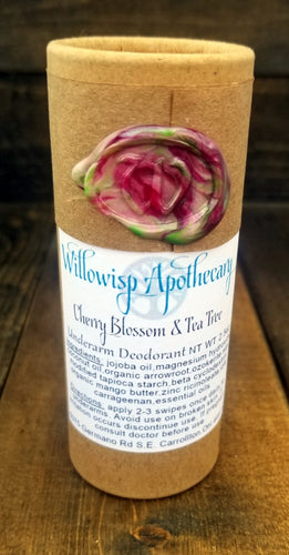 Deodorant with Cherry Blossom and Tea Tree- FULL SIZE - Willowisp Apothecary 