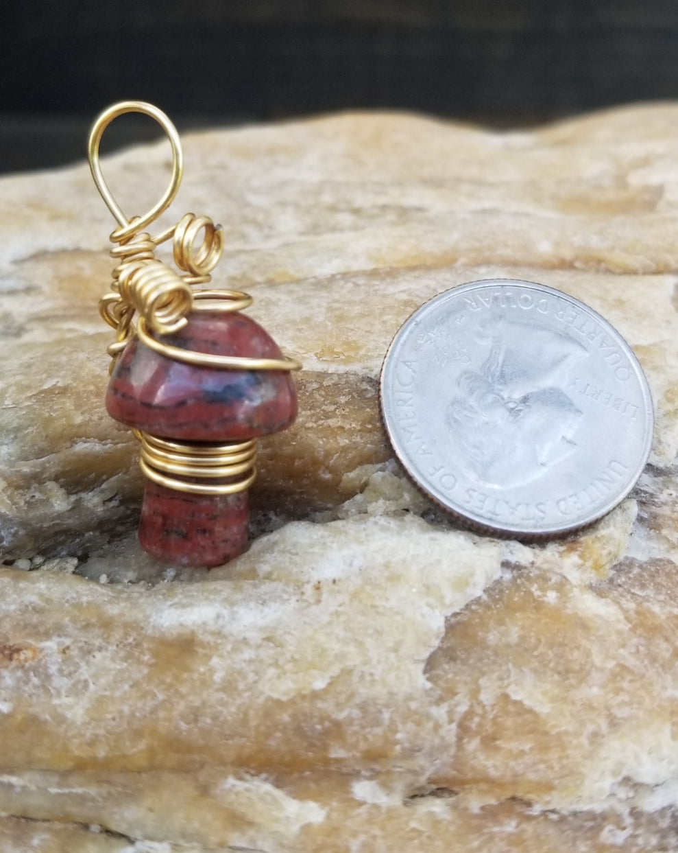 Red Jasper Mushroom Pendant(Fidget) - Willowisp Apothecary 
