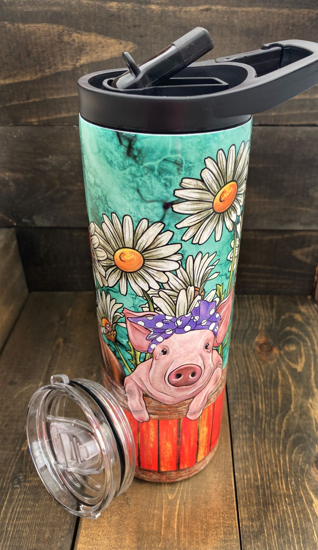 Floral Farm Animals 20 oz Duo Lid Skinny Tumbler - Willowisp Apothecary 