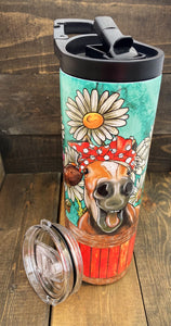 Floral Farm Animals 20 oz Duo Lid Skinny Tumbler - Willowisp Apothecary 