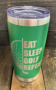 Eat Sleep Golf Repeat 20 oz Laser-Engraved Tumbler - Willowisp Apothecary 