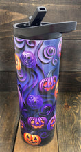 Load image into Gallery viewer, Halloween Jack-o-Lantern 20 oz Duo Lid Skinny Tumbler - Willowisp Apothecary 