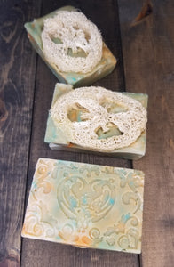 Foot Scrub Soap with Peppermint and Orange Essential Oils and a Natural Loofah - Willowisp Apothecary 