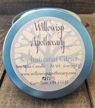 Load image into Gallery viewer, Sophisticated Citrus Soy Wax Candle - Willowisp Apothecary 