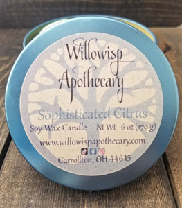 Sophisticated Citrus Soy Wax Candle - Willowisp Apothecary 