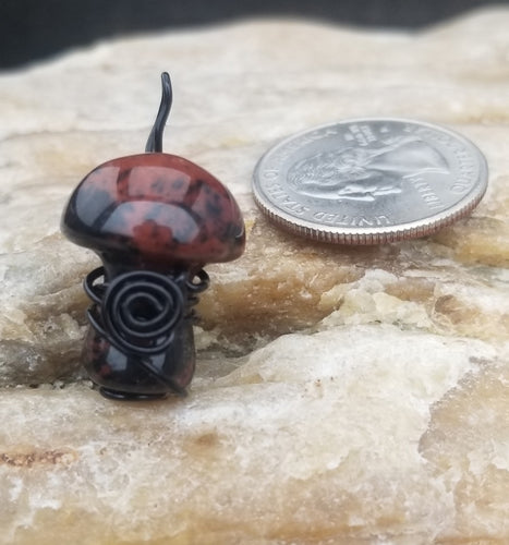 Mahogany Obsidian Mushroom Pendant - Willowisp Apothecary 